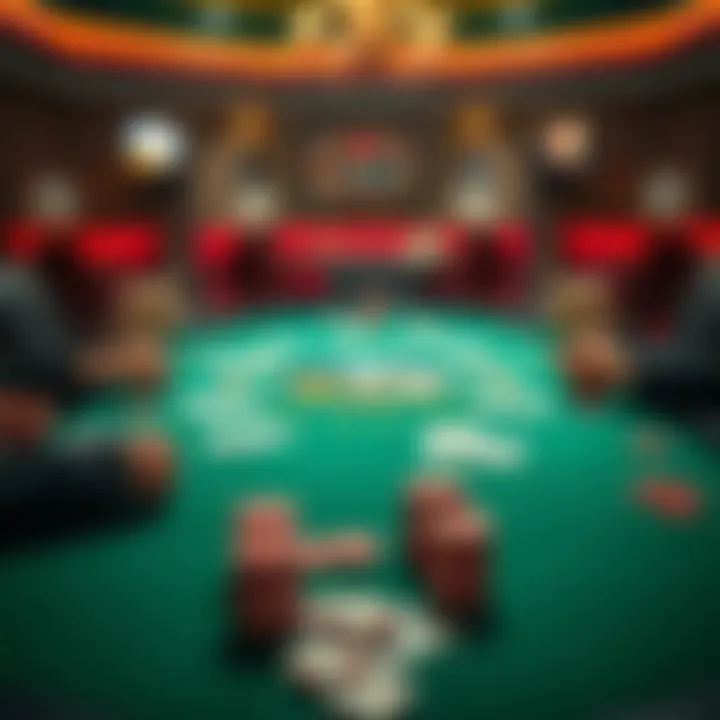 Texas Hold'em Poker Table Overview of Texas Hold'em Poker table with cards and chips