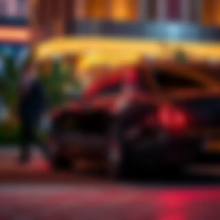 Luxury vehicle being parked by a valet attendant at MGM Casino.