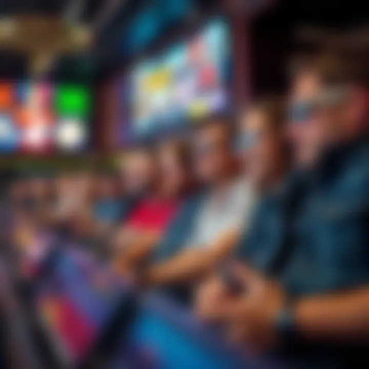A group of enthusiastic bettors watching a live sports event