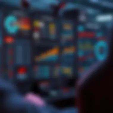 A futuristic dashboard displaying technology used in NASCAR betting, highlighting data analytics and trends.