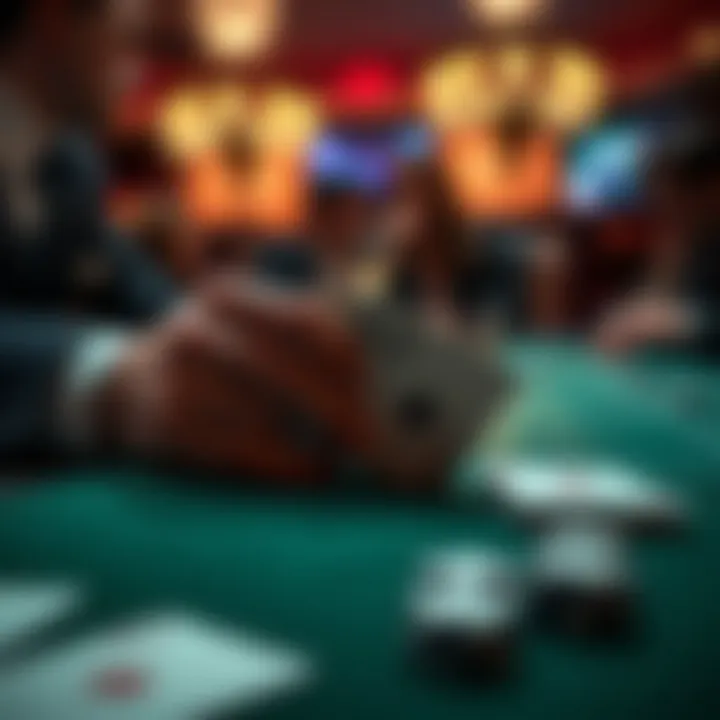A close-up of cards dealt in a live blackjack game, emphasizing strategic choices