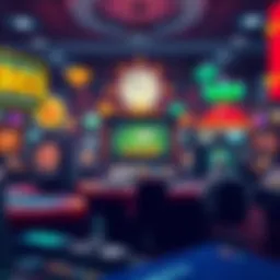 A vibrant illustration of various online casino games available at low deposit platforms