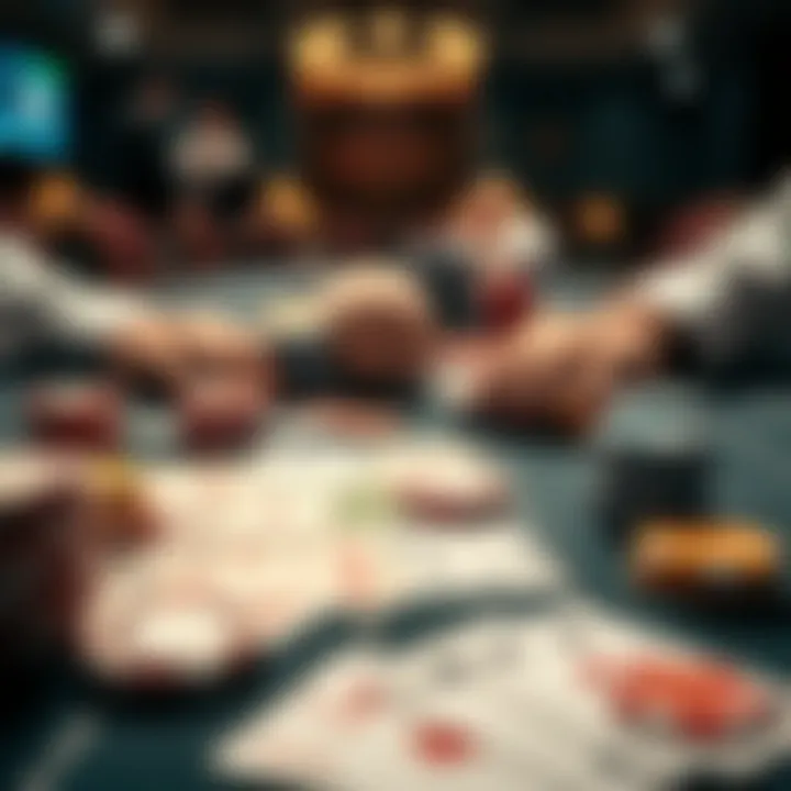 A strategic game plan laid out on a table with cards and chips