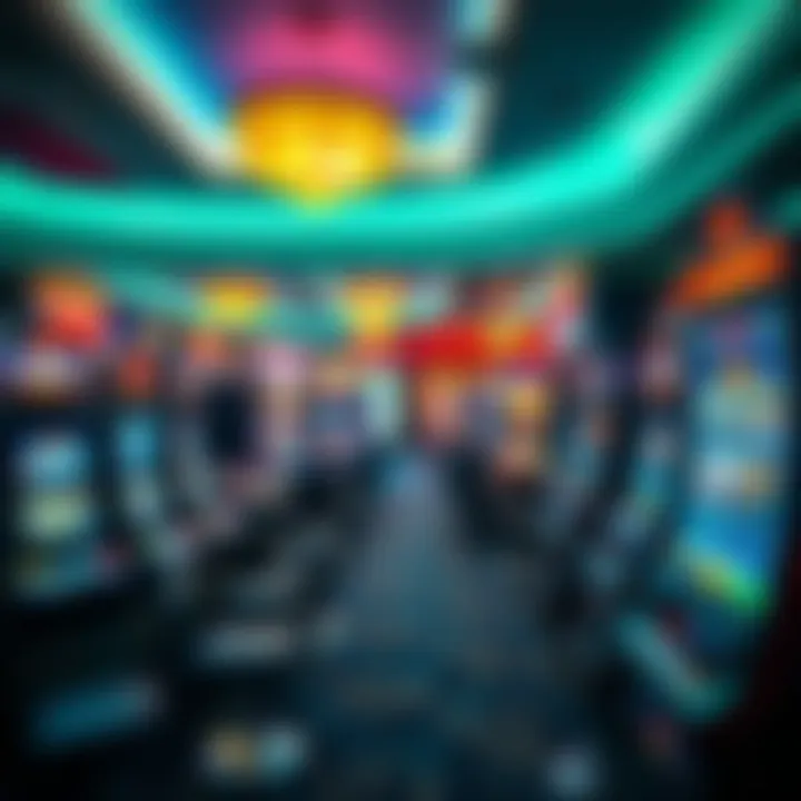 A vibrant casino floor showcasing slot machines and gaming tables