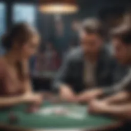 A group of friends gathered around a poker table, engaged in a heated game.