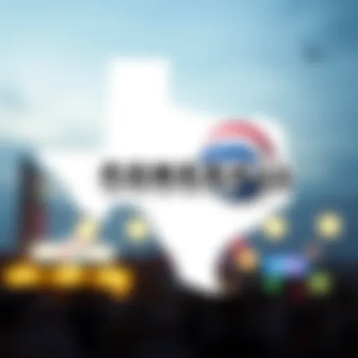 Illustration of Texas map with Powerball logo