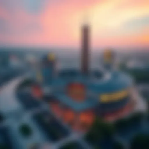 Stunning Aerial View of Rivers Casino Aerial view of Rivers Casino showcasing its modern architecture.