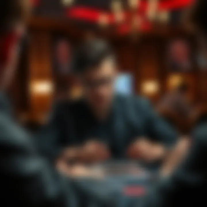 A strategic poker player analyzing potential moves and outcomes