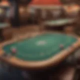 Different styles of poker tables displayed