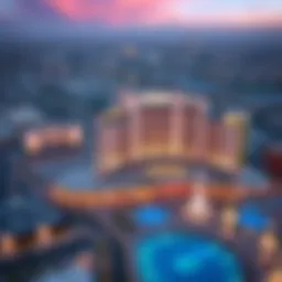 A breathtaking aerial view of Aria Resort & Casino showcasing its modern architecture