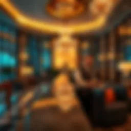 Luxurious Las Vegas hotel lobby showcasing concierge desk