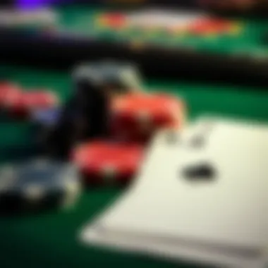 Close-up of blackjack cards and chips