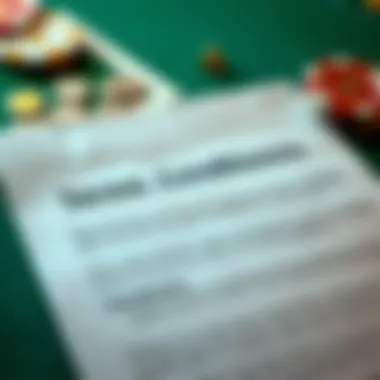 A close-up of bonus terms and conditions document for online casinos
