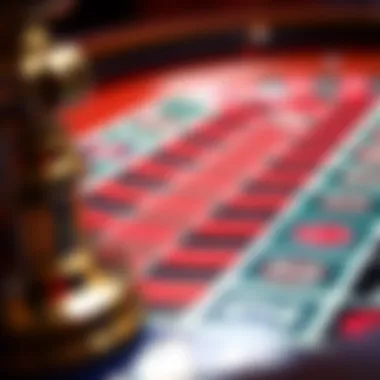 Close-up of the betting layout on an American roulette table