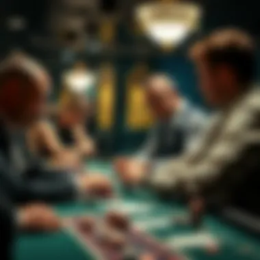 Dealer engaging with players during a blackjack game