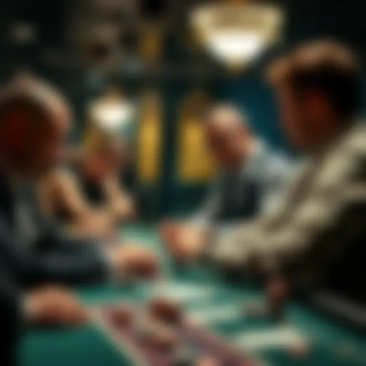 Dealer engaging with players during a blackjack game